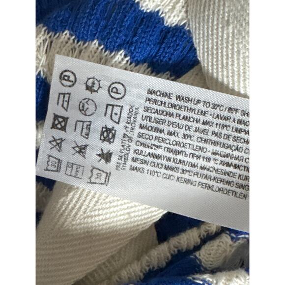 Mango Striped Blue Cream Knit Jersey Midi Dress Womens 2 Nautical Coastal Resort - Picture 9 of 10